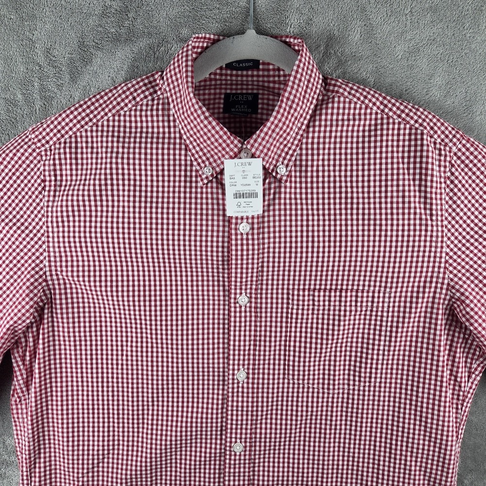 NWT J.Crew Classic Fit Flex Washed Button Up Shirt Red Check Mens M MSRP $89 - Picture 6 of 13